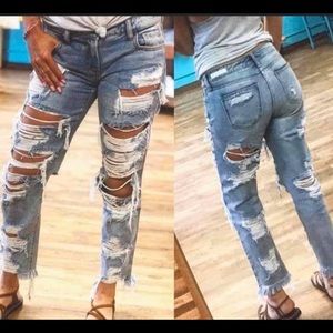 Cello boyfriend distressed jeans